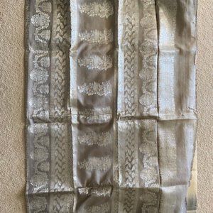 - Beautiful elegant pure silk saree grey and cream with silver thread